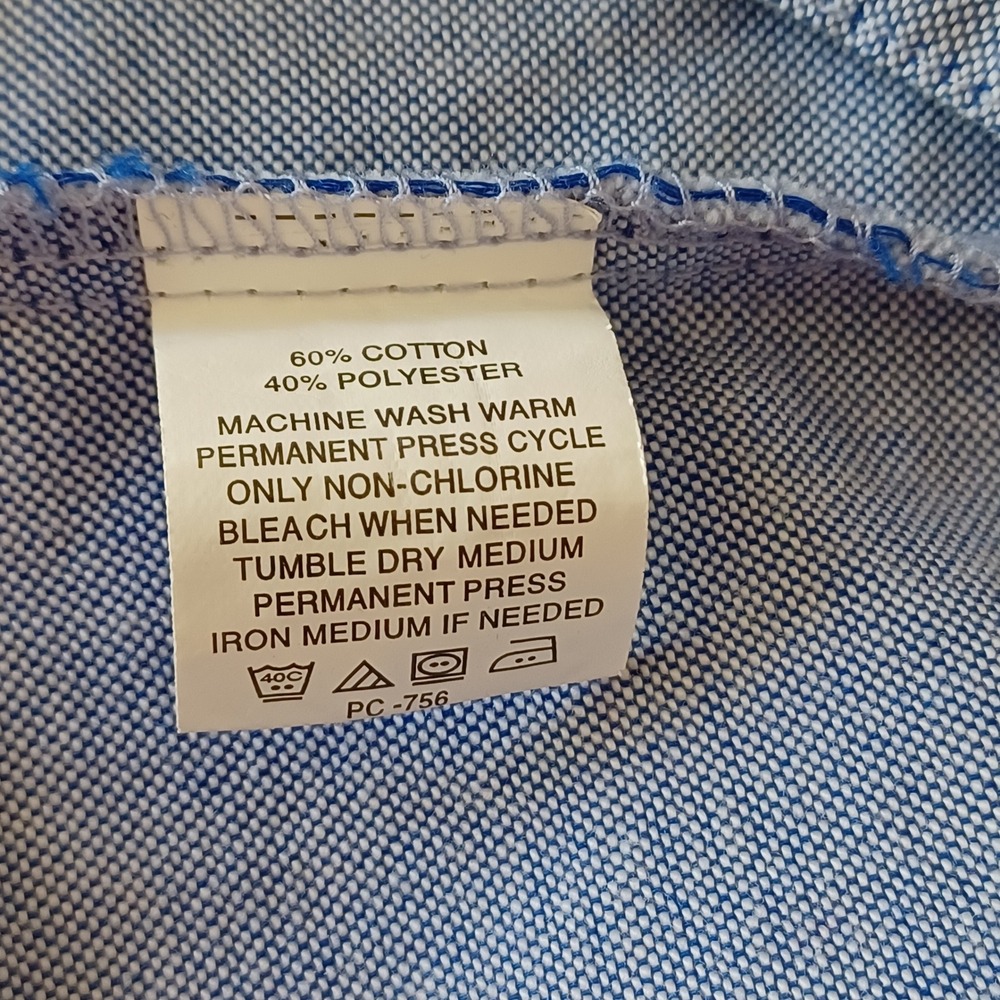 Van Heusen Originals Mens Classic Fit Blue Oxford Button Down Shirt M 15-15.5 - Picture 9 of 11